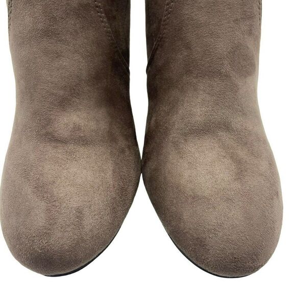 New Directions Hollis‎ Stretch Tie Sock Booties Heels Taupe Size 10 - Picture 3 of 9